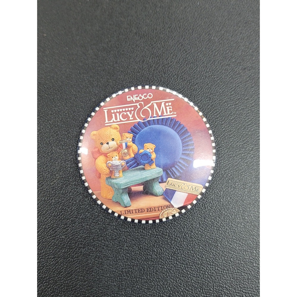 Lucy & Me Enesco Lucy Rigg Teddy Bear Limited Edition Blue Ribbon Pinback Button